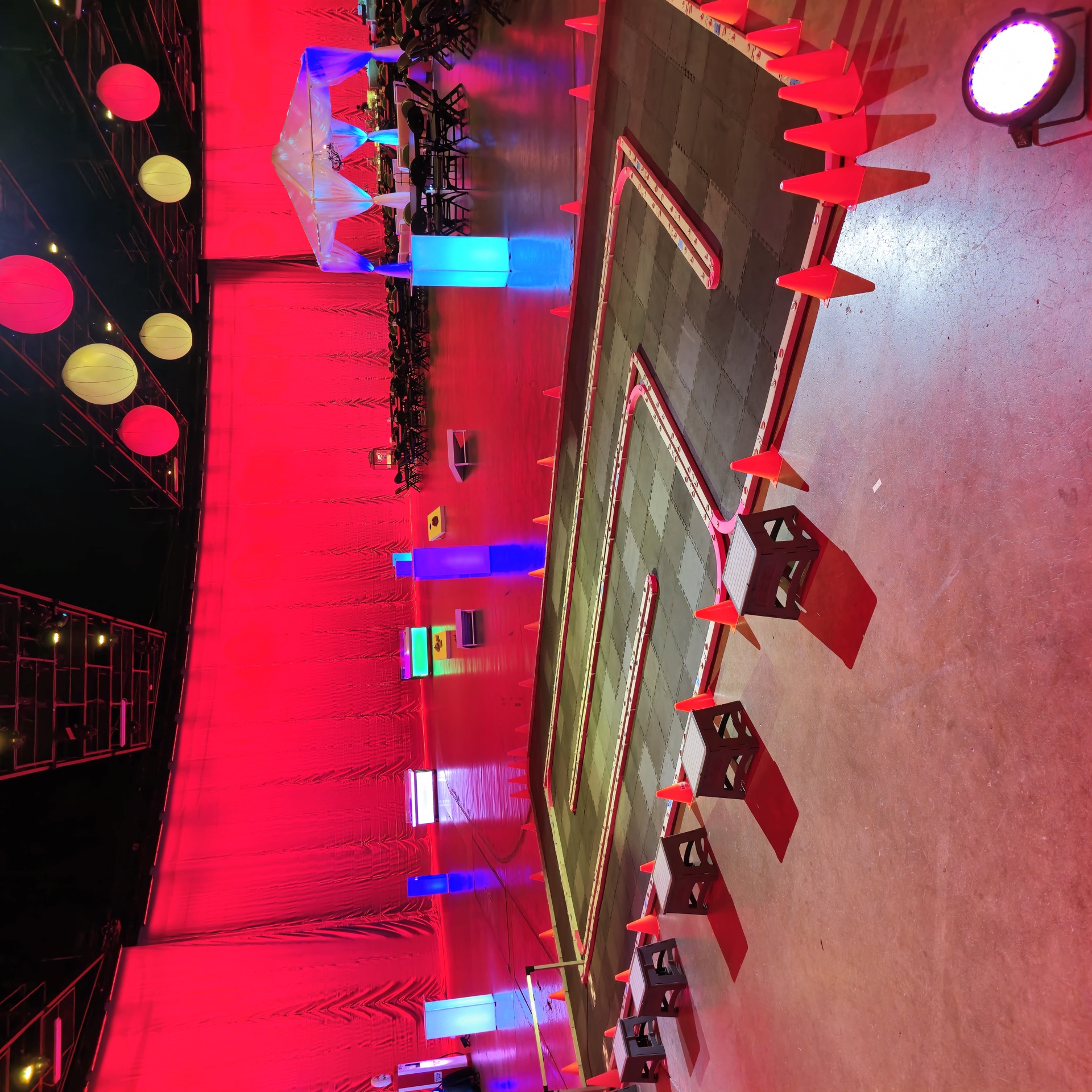 Portable RC race track set up in a hotel ballroom in Los Angeles