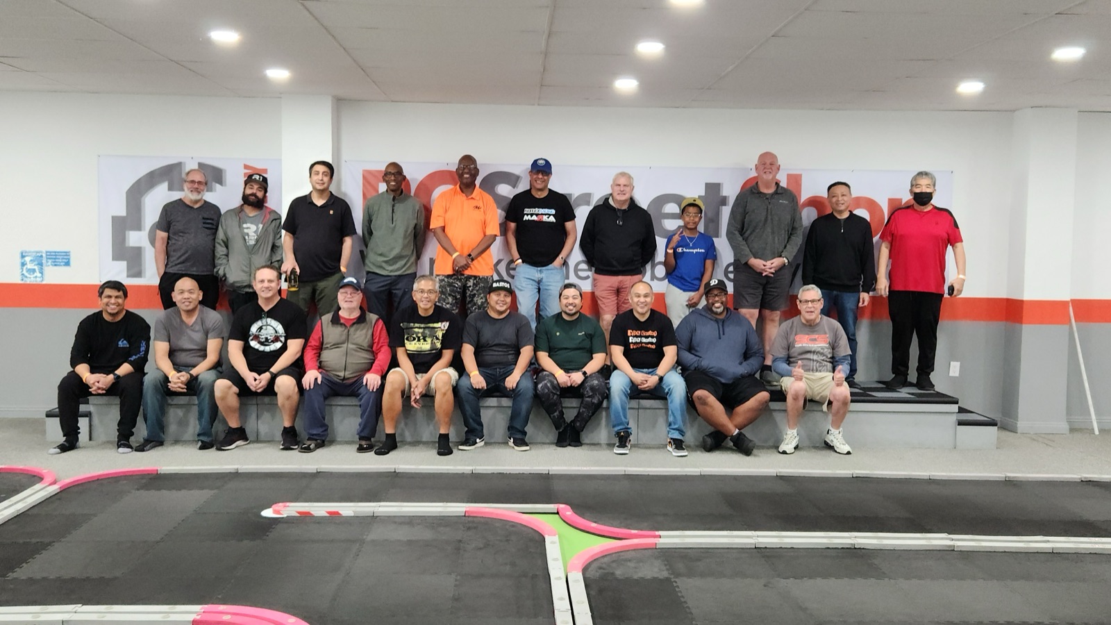 Group photo of racers at the Lawndale RC racing venue