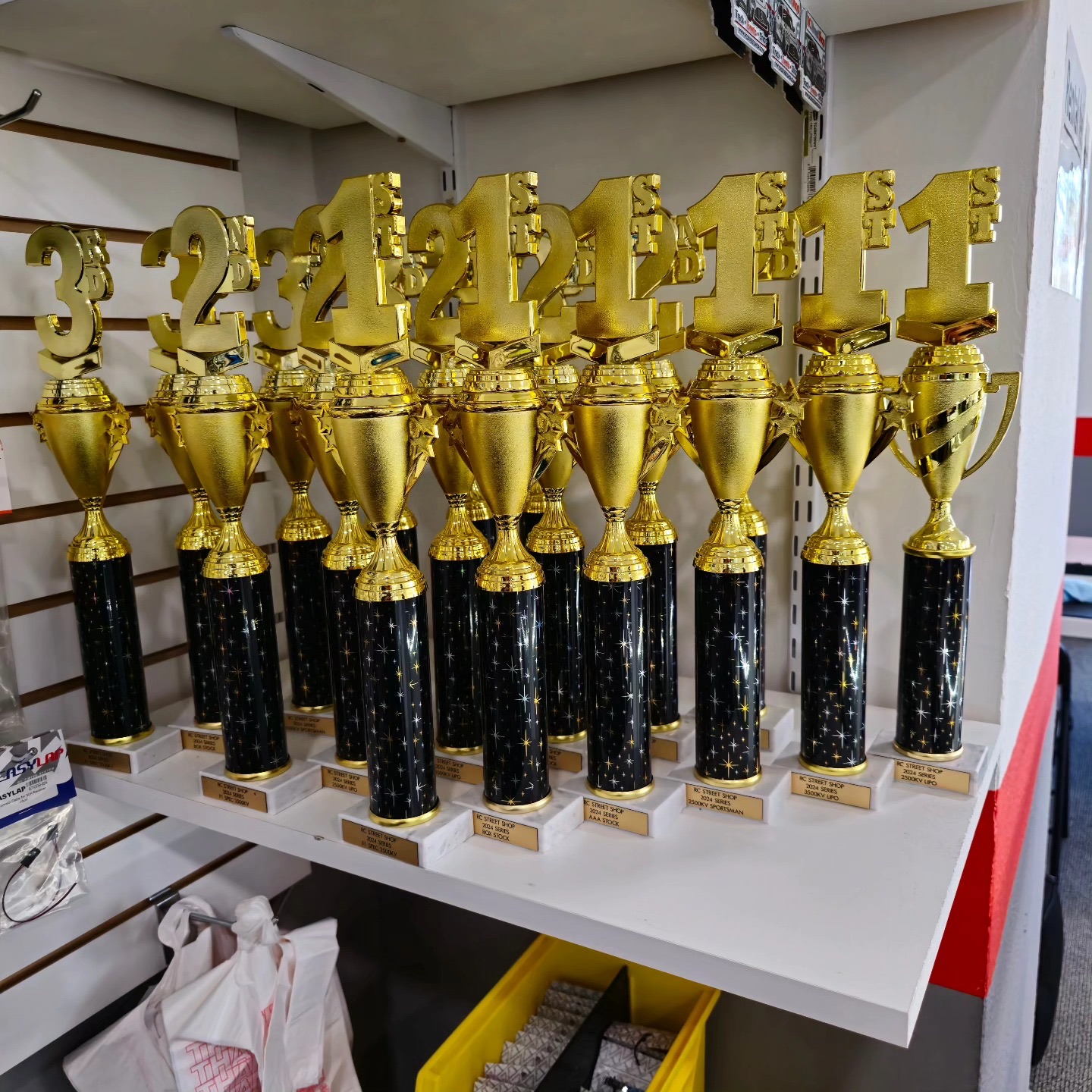 Trophies awarded at an RC racing team building tournament