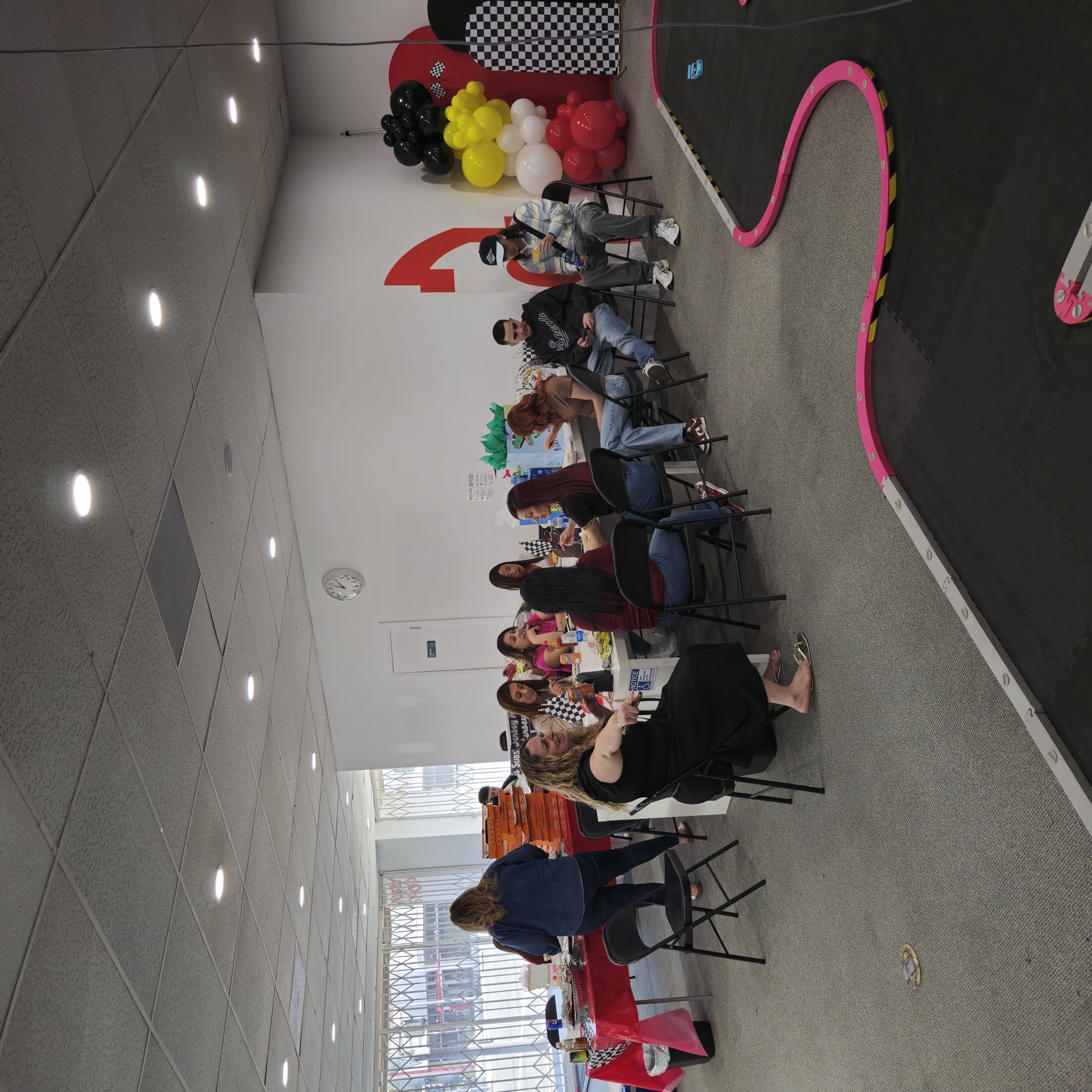 RC racing venue decorated with balloons for a party
